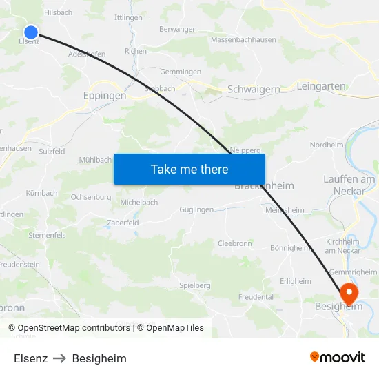 Elsenz to Besigheim map