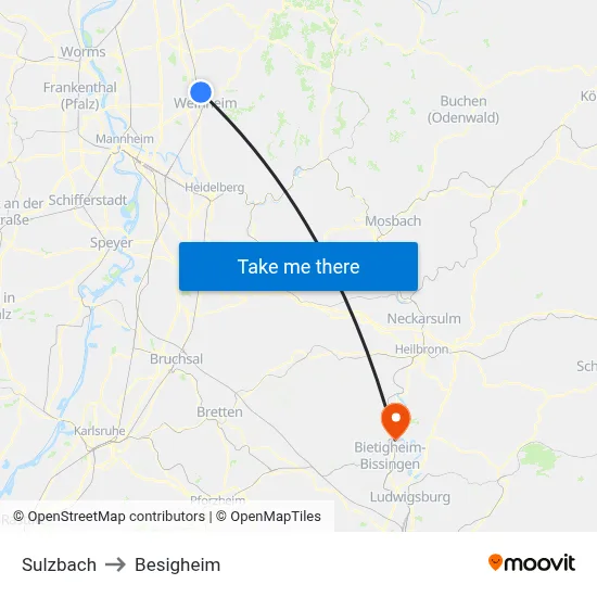 Sulzbach to Besigheim map