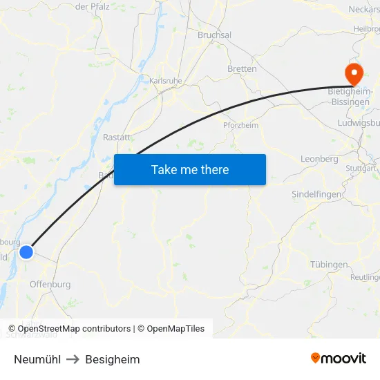 Neumühl to Besigheim map
