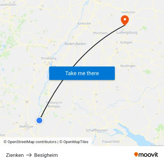 Zienken to Besigheim map
