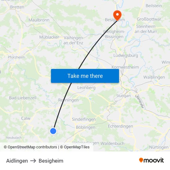 Aidlingen to Besigheim map