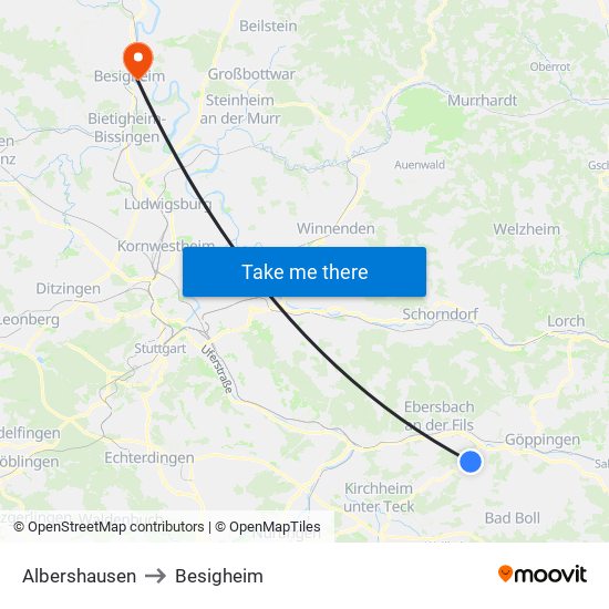 Albershausen to Besigheim map