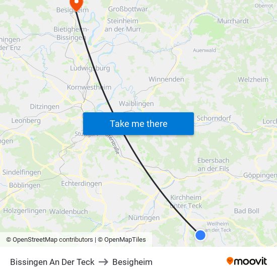 Bissingen An Der Teck to Besigheim map