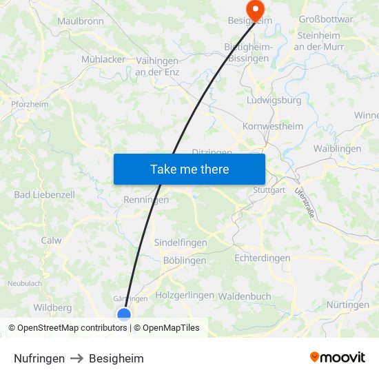 Nufringen to Besigheim map