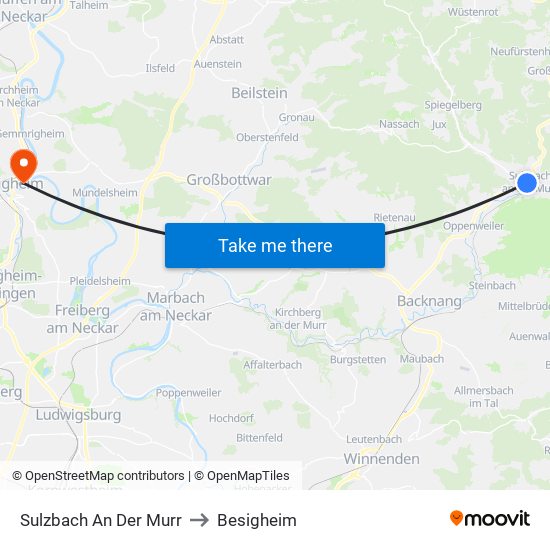 Sulzbach An Der Murr to Besigheim map