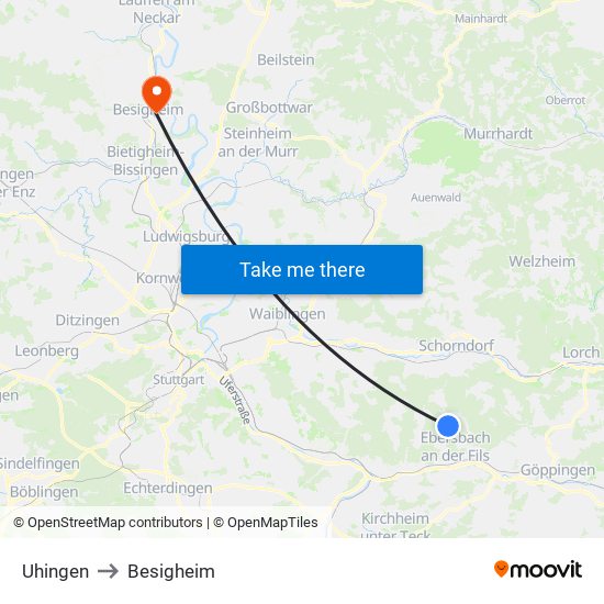 Uhingen to Besigheim map