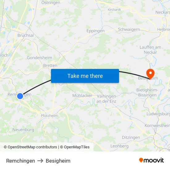 Remchingen to Besigheim map