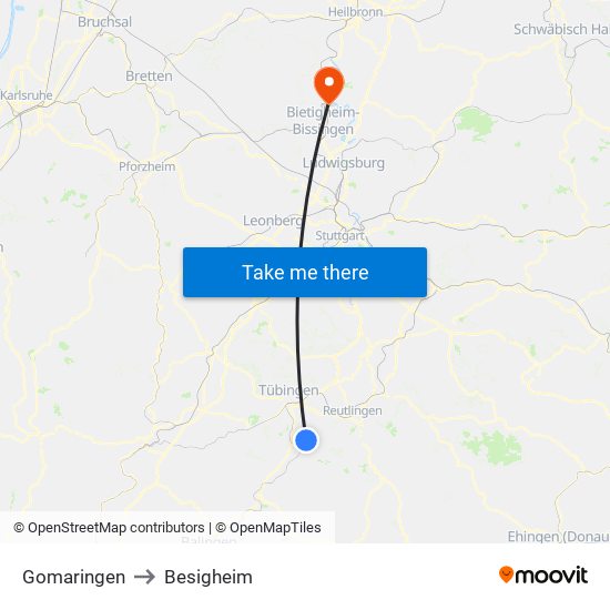 Gomaringen to Besigheim map