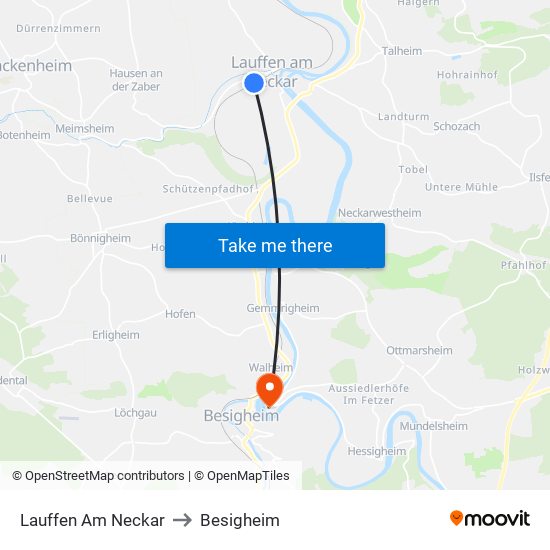 Lauffen Am Neckar to Besigheim map