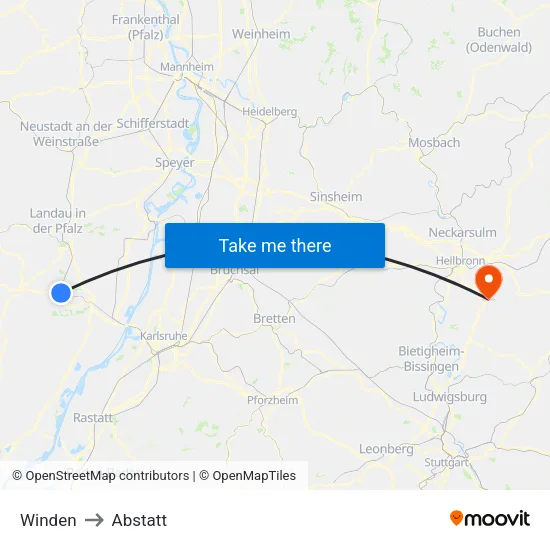 Winden to Abstatt map