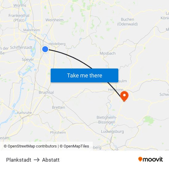 Plankstadt to Abstatt map