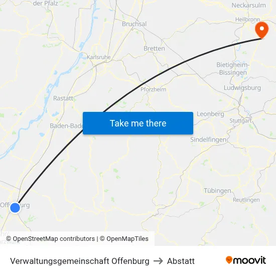 Verwaltungsgemeinschaft Offenburg to Abstatt map
