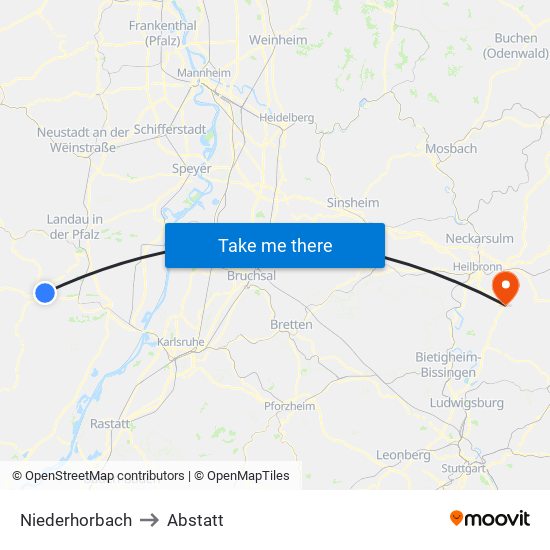 Niederhorbach to Abstatt map