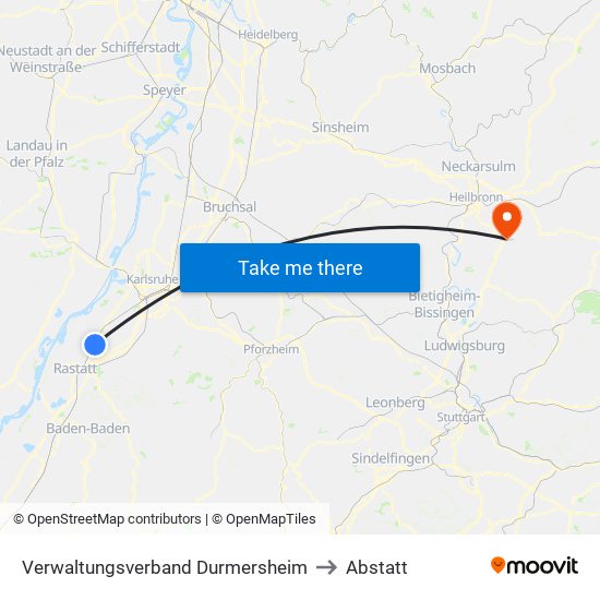 Verwaltungsverband Durmersheim to Abstatt map