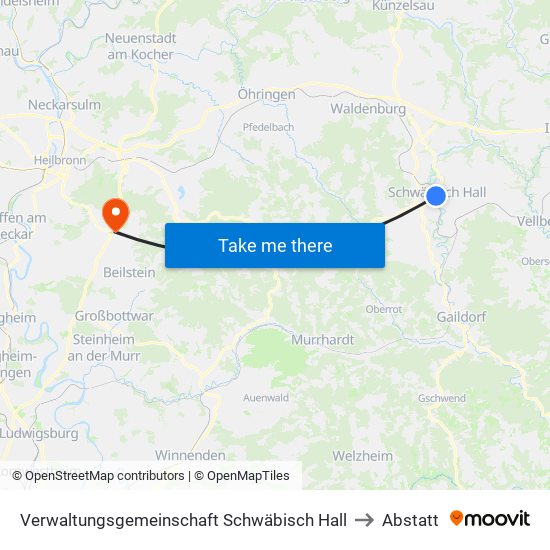 Verwaltungsgemeinschaft Schwäbisch Hall to Abstatt map
