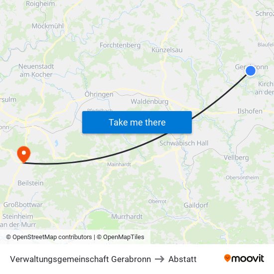 Verwaltungsgemeinschaft Gerabronn to Abstatt map