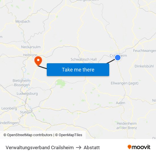 Verwaltungsverband Crailsheim to Abstatt map