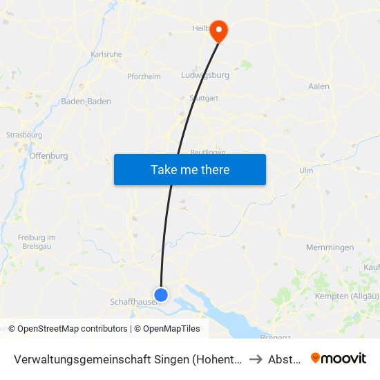 Verwaltungsgemeinschaft Singen (Hohentwiel) to Abstatt map