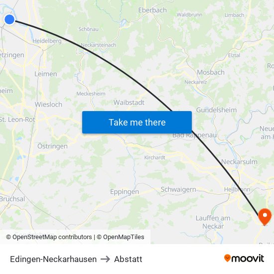 Edingen-Neckarhausen to Abstatt map