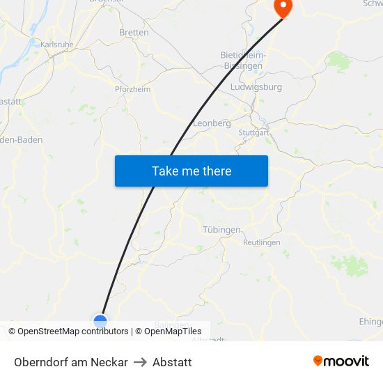 Oberndorf am Neckar to Abstatt map