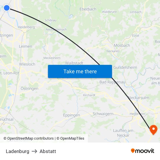 Ladenburg to Abstatt map