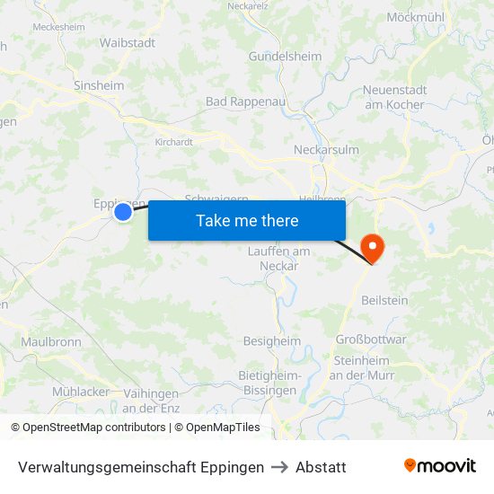 Verwaltungsgemeinschaft Eppingen to Abstatt map