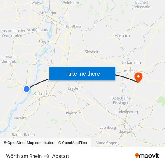 Wörth am Rhein to Abstatt map