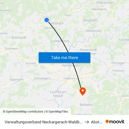 Verwaltungsverband Neckargerach-Waldbrunn to Abstatt map