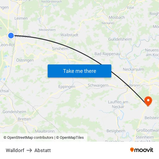 Walldorf to Abstatt map