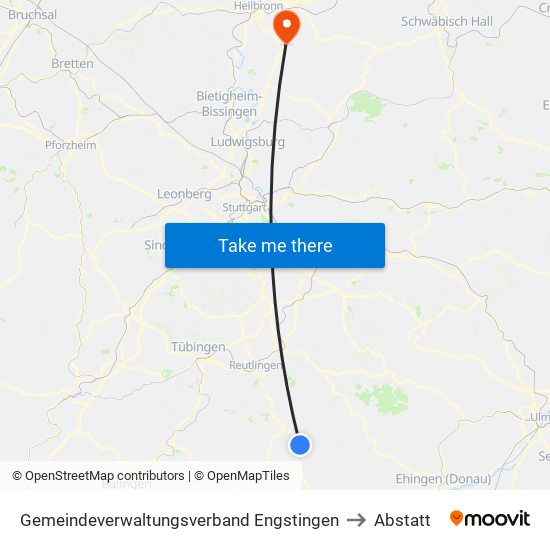 Gemeindeverwaltungsverband Engstingen to Abstatt map