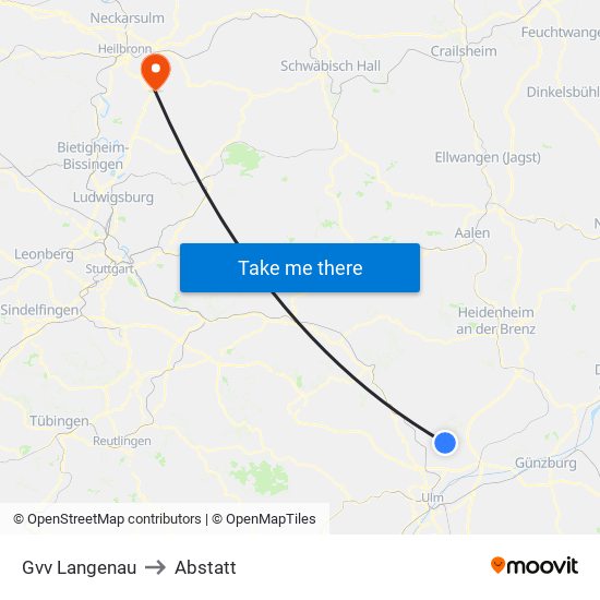 Gvv Langenau to Abstatt map