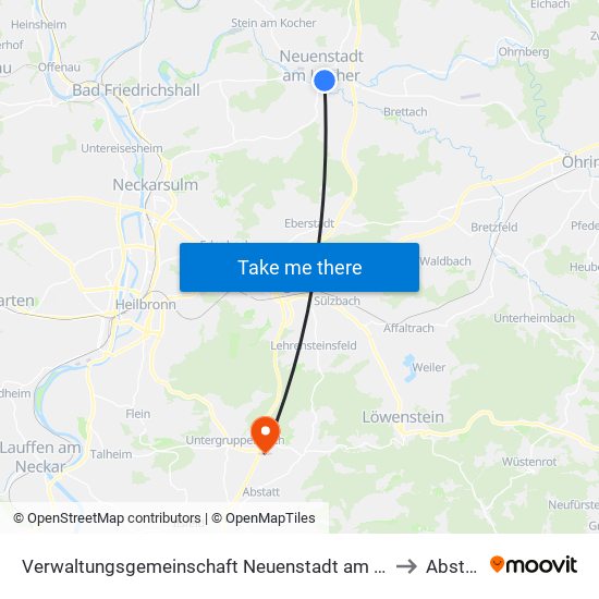 Verwaltungsgemeinschaft Neuenstadt am Kocher to Abstatt map