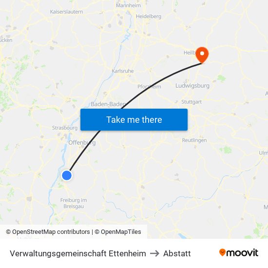 Verwaltungsgemeinschaft Ettenheim to Abstatt map
