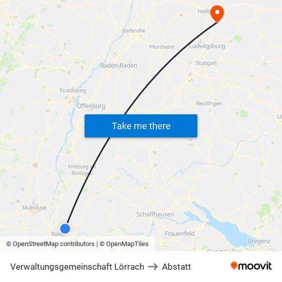 Verwaltungsgemeinschaft Lörrach to Abstatt map