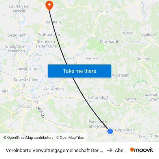 Vereinbarte Verwaltungsgemeinschaft Der Stadt Uhingen to Abstatt map