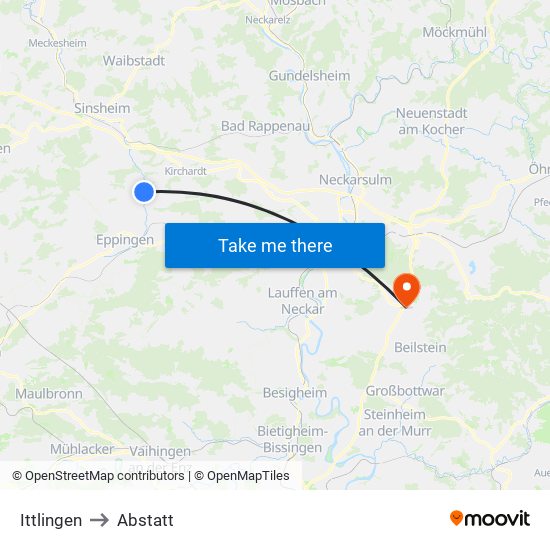 Ittlingen to Abstatt map
