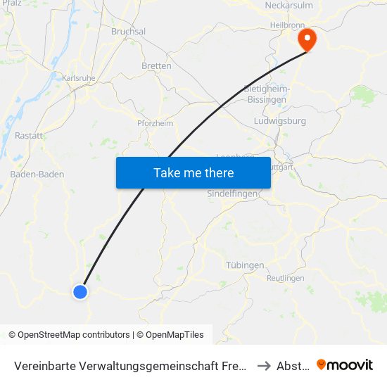 Vereinbarte Verwaltungsgemeinschaft Freudenstadt to Abstatt map