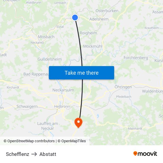 Schefflenz to Abstatt map