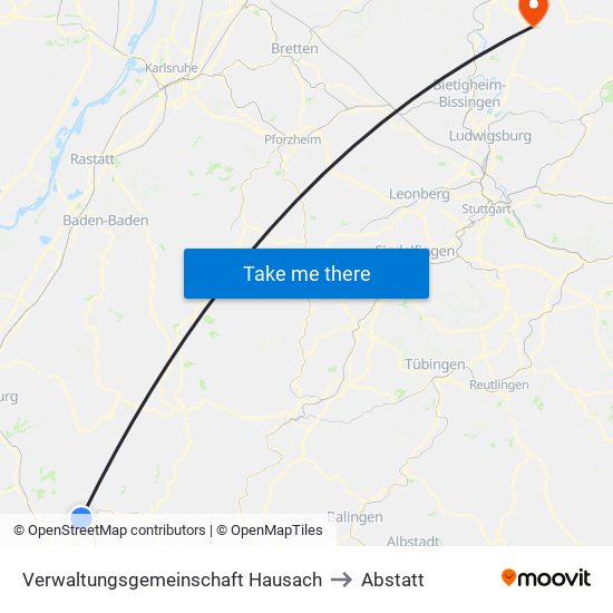 Verwaltungsgemeinschaft Hausach to Abstatt map