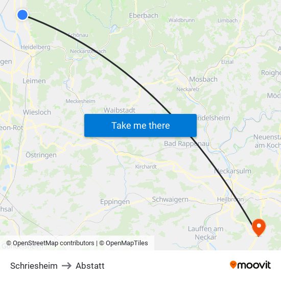 Schriesheim to Abstatt map
