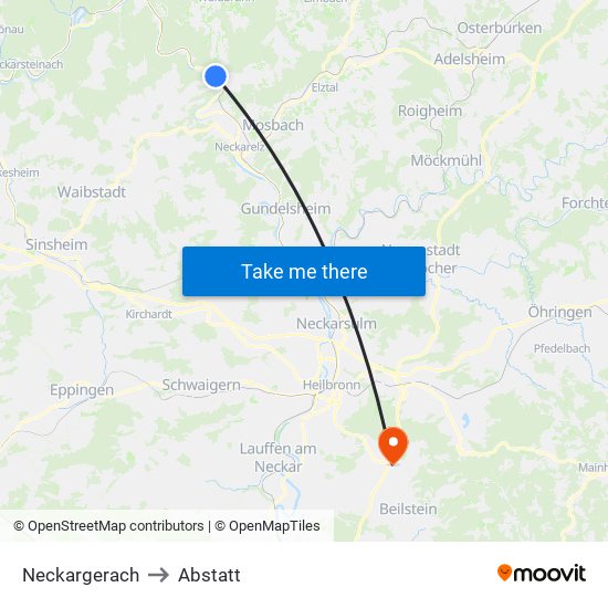 Neckargerach to Abstatt map