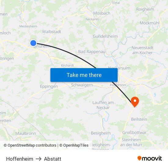 Hoffenheim to Abstatt map