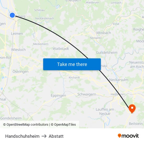 Handschuhsheim to Abstatt map