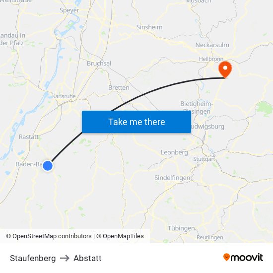 Staufenberg to Abstatt map