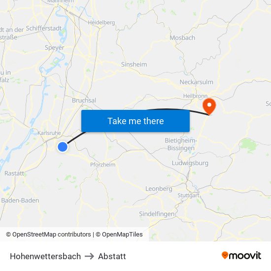 Hohenwettersbach to Abstatt map