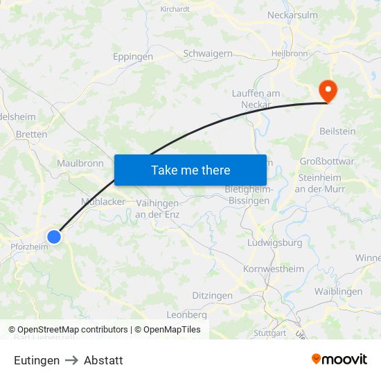 Eutingen to Abstatt map