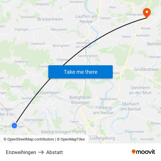 Enzweihingen to Abstatt map