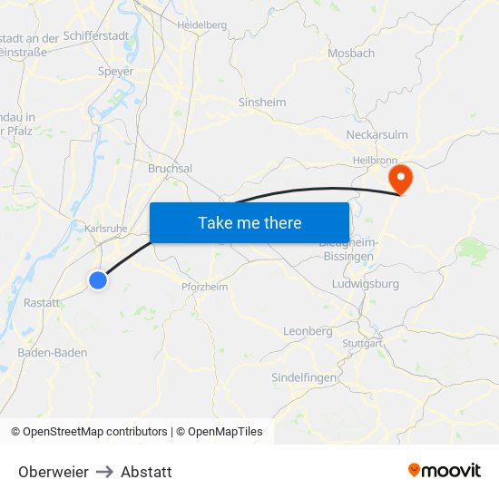 Oberweier to Abstatt map