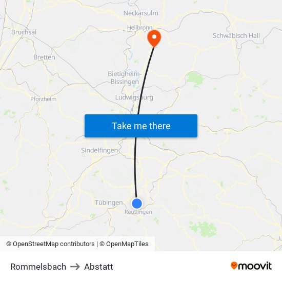 Rommelsbach to Abstatt map