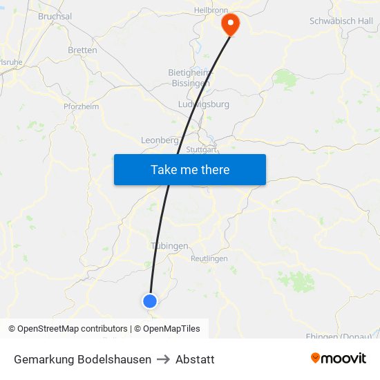 Gemarkung Bodelshausen to Abstatt map